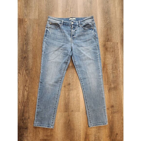 7 For All Mankind Josefina women Button Fly Jeans 30x27 light wash denim - Picture 1 of 11